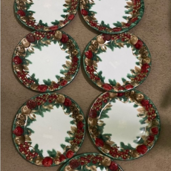 Vintage Set Of 9 Melamine 15”x15”Festive Holiday Large Round Serving 3D Platters - Picture 15 of 15